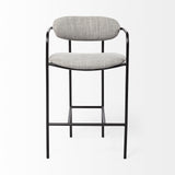 27" Gray And Black Upholstered And Metal Counter Height Bar Chair - Homeroots