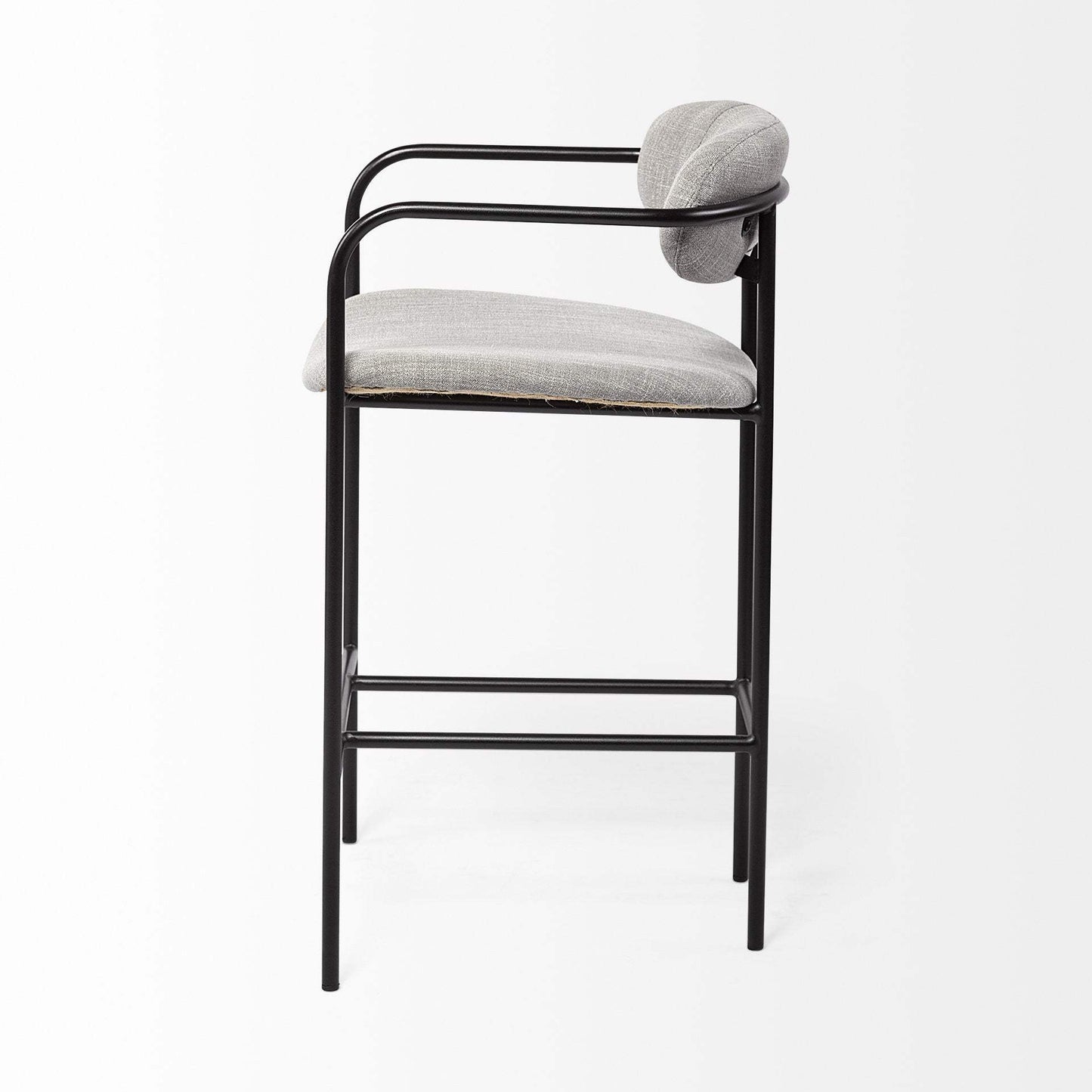 27" Gray And Black Upholstered And Metal Counter Height Bar Chair - Homeroots - Flyclothing LLC