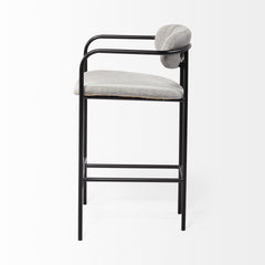 27" Gray And Black Upholstered And Metal Counter Height Bar Chair - Homeroots