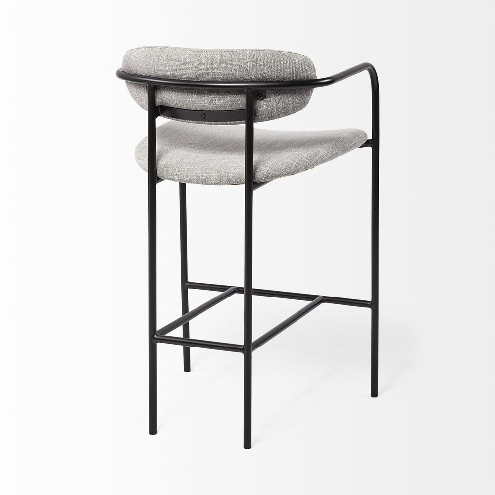 27" Gray And Black Upholstered And Metal Counter Height Bar Chair - Homeroots - Flyclothing LLC