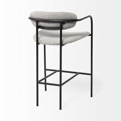 27" Gray And Black Upholstered And Metal Counter Height Bar Chair - Homeroots