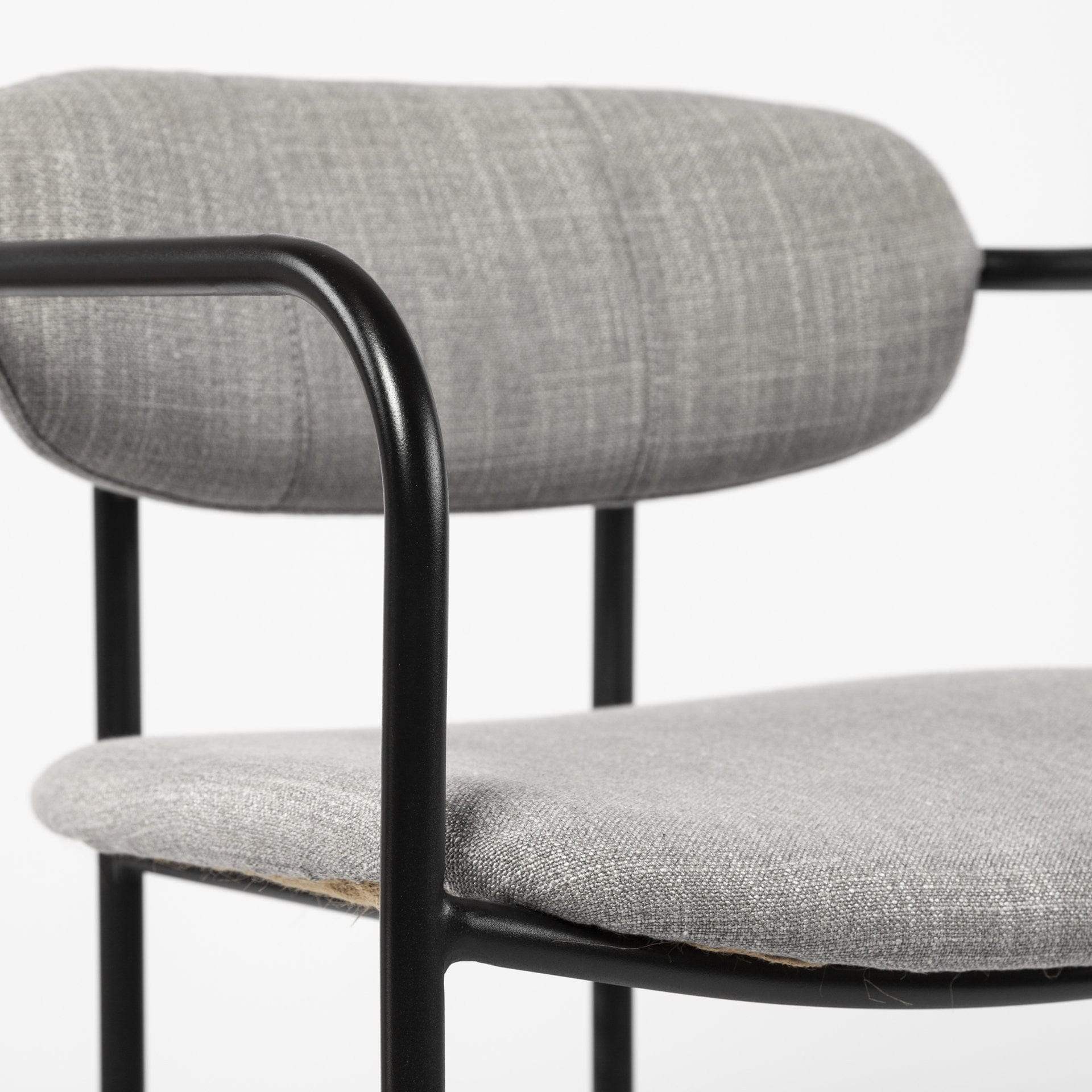 27" Gray And Black Upholstered And Metal Counter Height Bar Chair - Homeroots - Flyclothing LLC