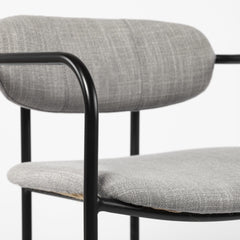 27" Gray And Black Upholstered And Metal Counter Height Bar Chair - Homeroots