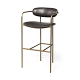 30" Brown And Gold Faux Leather And Steel Bar Height Bar Chair - Homeroots - Flyclothing LLC