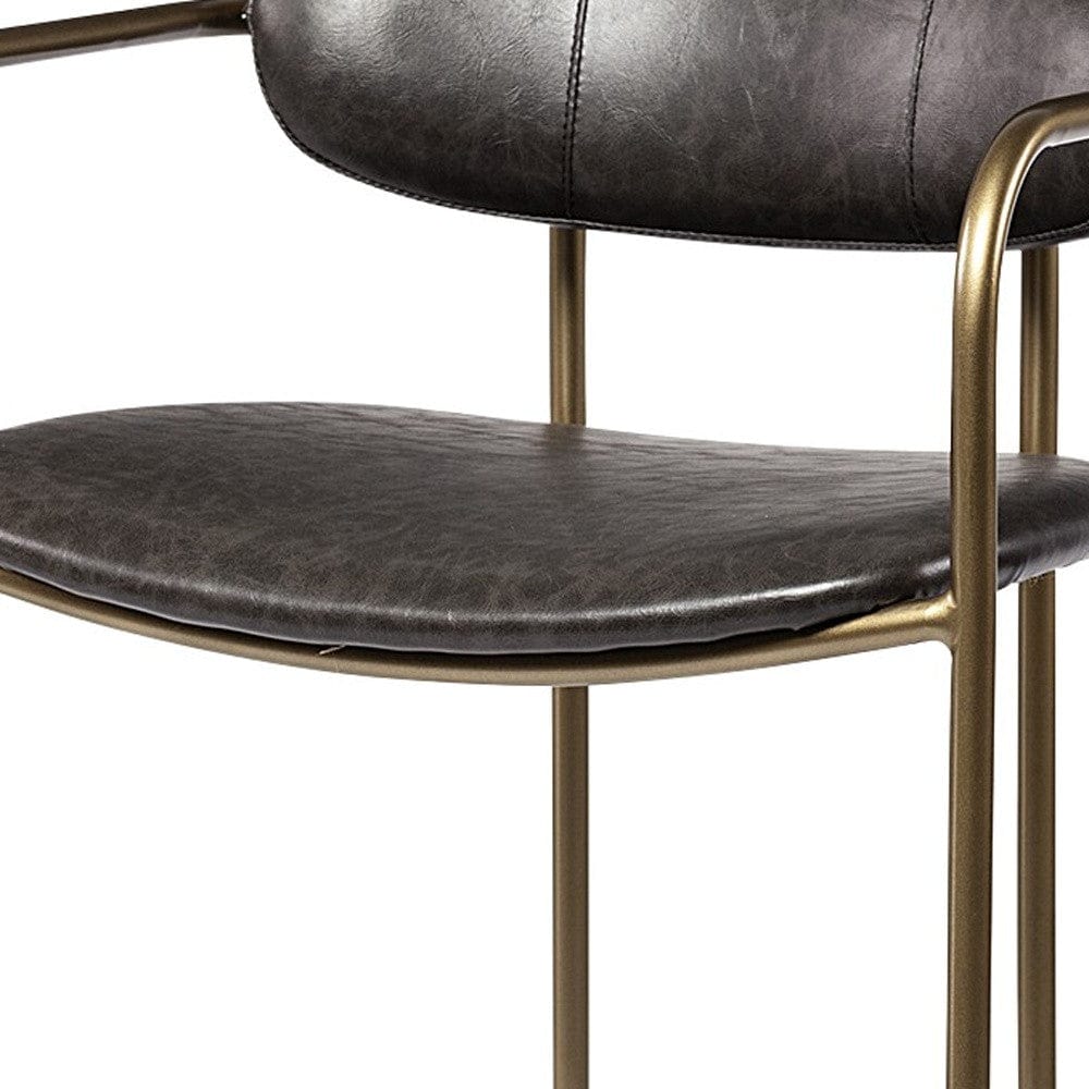 30" Brown And Gold Faux Leather And Steel Bar Height Bar Chair - Homeroots - Flyclothing LLC