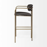 30" Brown And Gold Faux Leather And Steel Bar Height Bar Chair - Homeroots - Flyclothing LLC