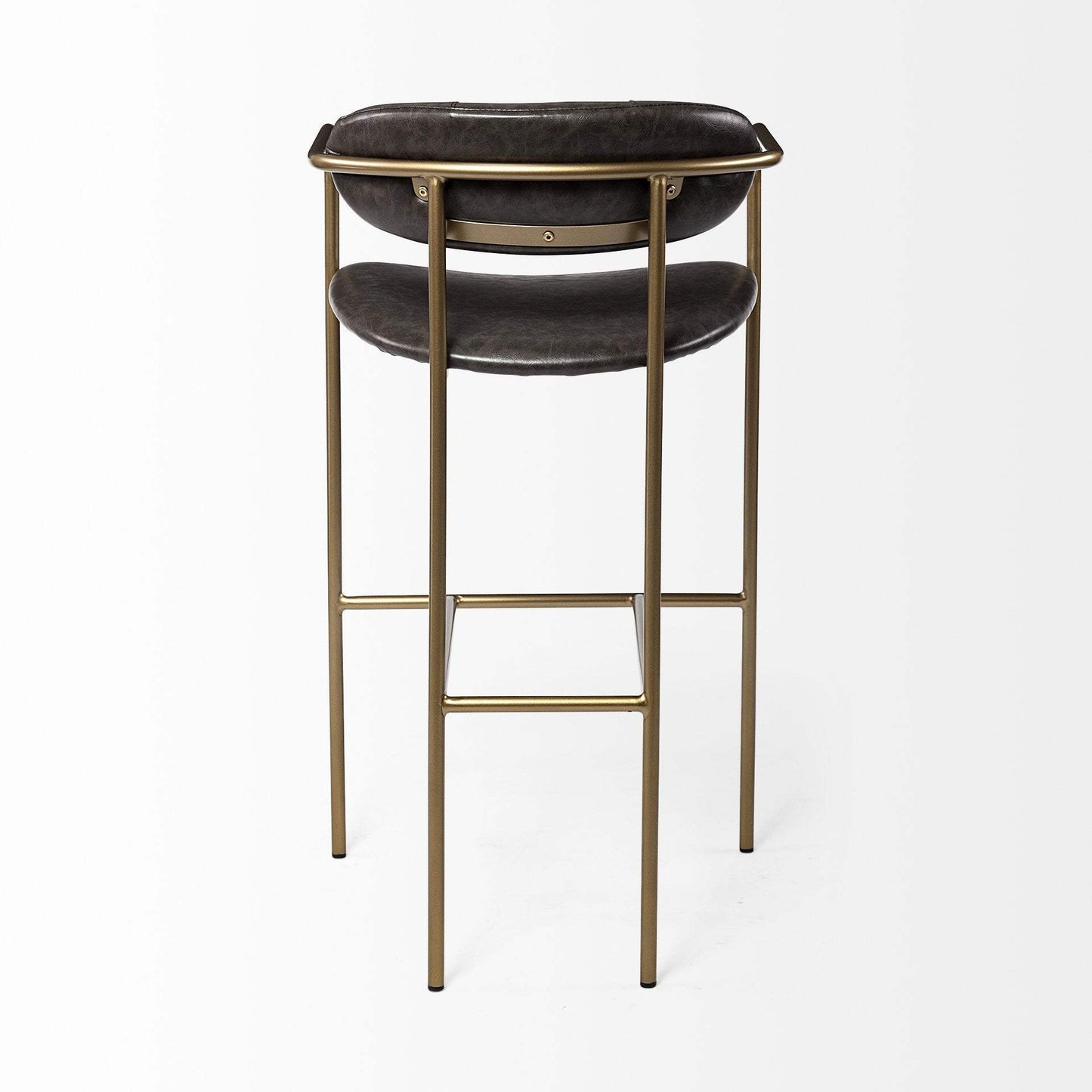 30" Brown And Gold Faux Leather And Steel Bar Height Bar Chair - Homeroots - Flyclothing LLC