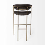 30" Brown And Gold Faux Leather And Steel Bar Height Bar Chair - Homeroots - Flyclothing LLC