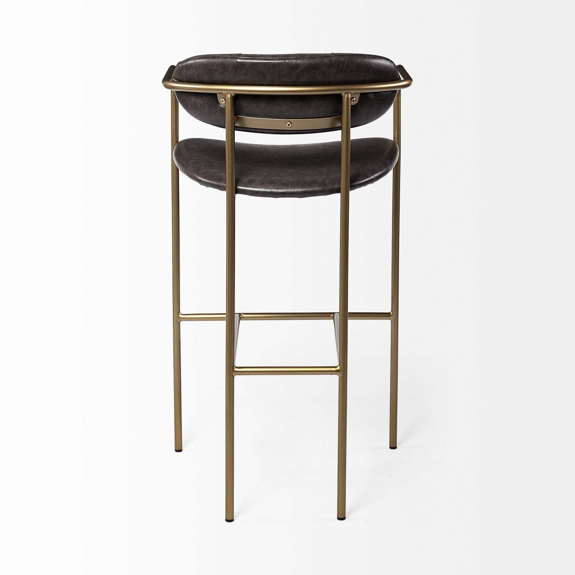 30" Brown And Gold Faux Leather And Steel Bar Height Bar Chair - Homeroots - Flyclothing LLC