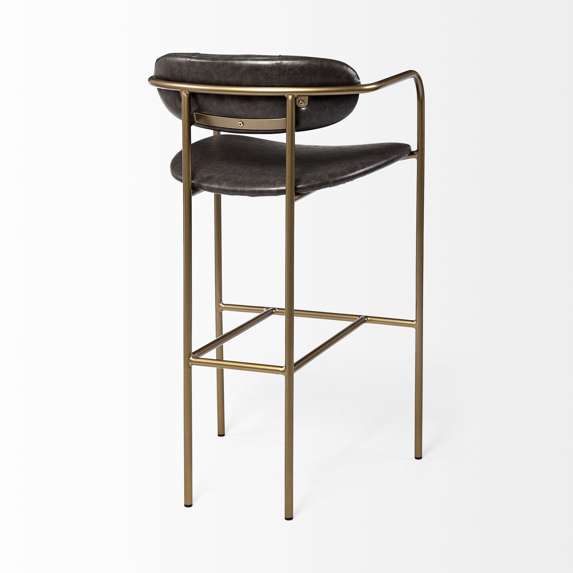 30" Brown And Gold Faux Leather And Steel Bar Height Bar Chair - Homeroots