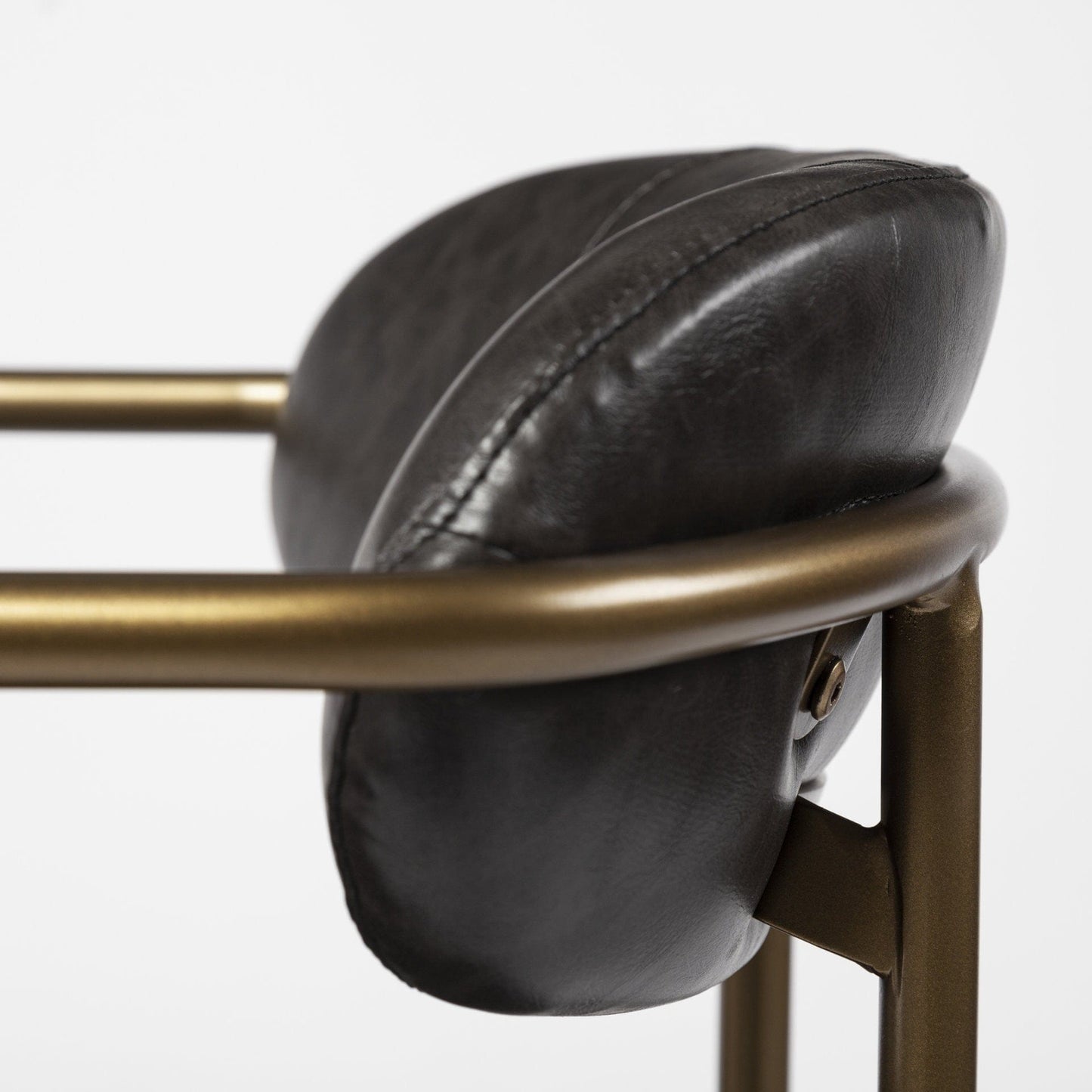 30" Brown And Gold Faux Leather And Steel Bar Height Bar Chair - Homeroots - Flyclothing LLC
