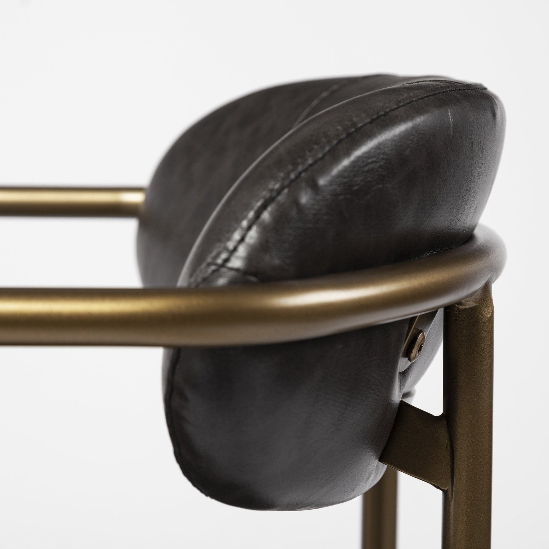 30" Brown And Gold Faux Leather And Steel Bar Height Bar Chair - Homeroots - Flyclothing LLC