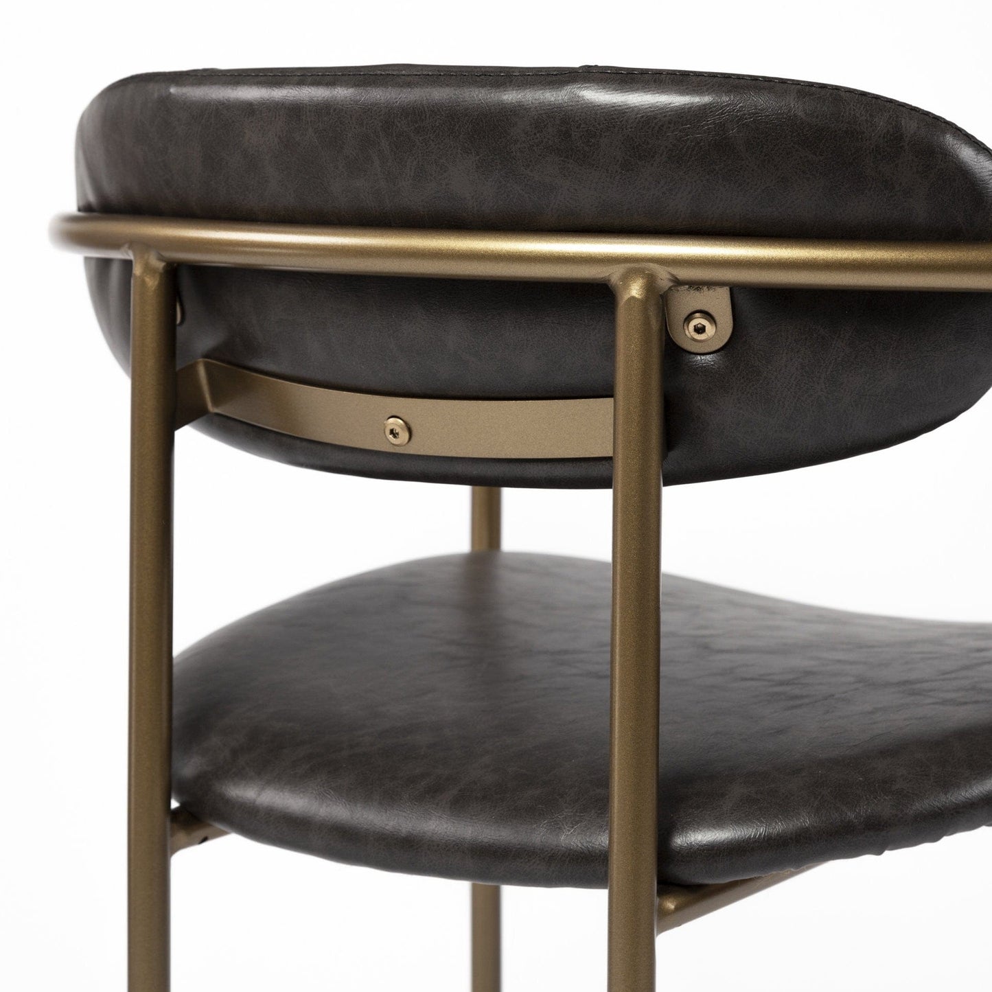 30" Brown And Gold Faux Leather And Steel Bar Height Bar Chair - Homeroots - Flyclothing LLC