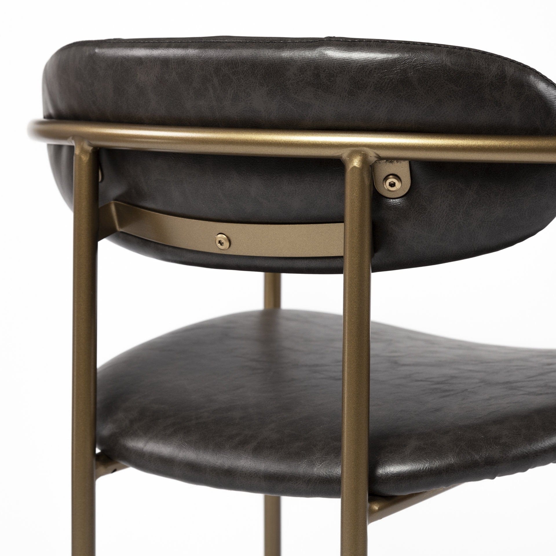 30" Brown And Gold Faux Leather And Steel Bar Height Bar Chair - Homeroots - Flyclothing LLC