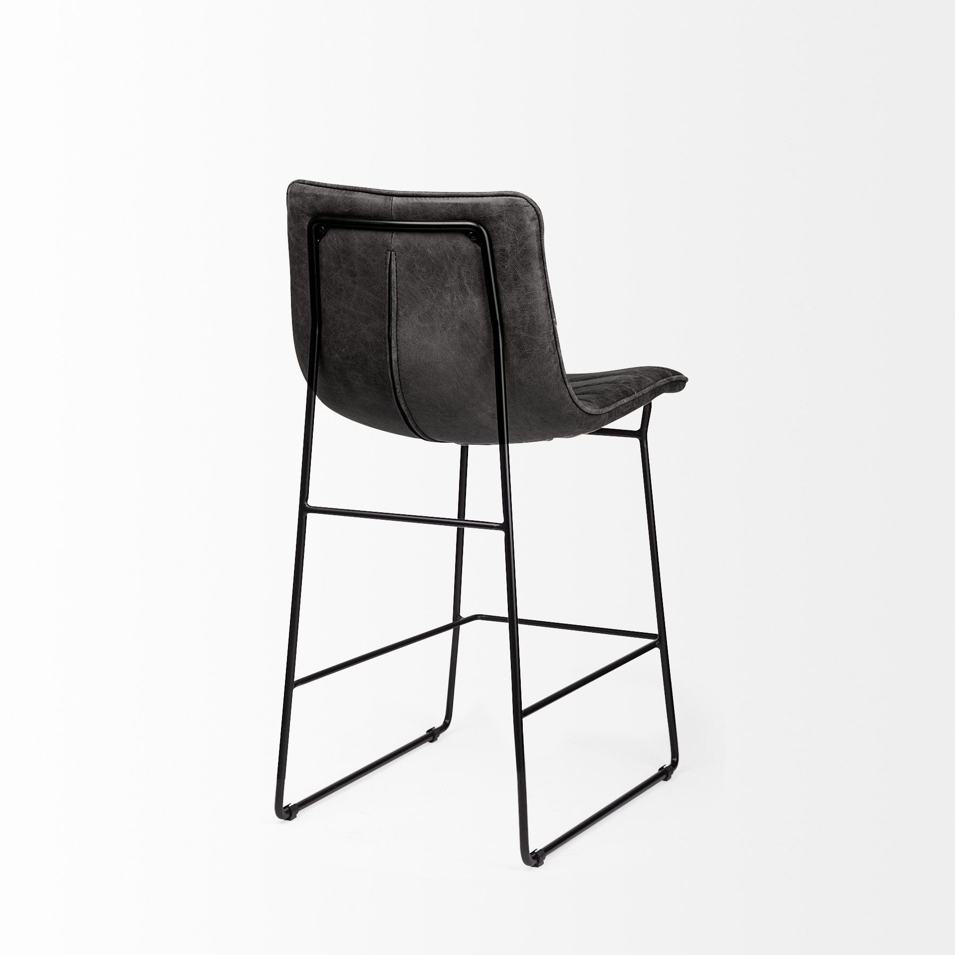 29" Black Iron Counter Height Bar Chair - Homeroots