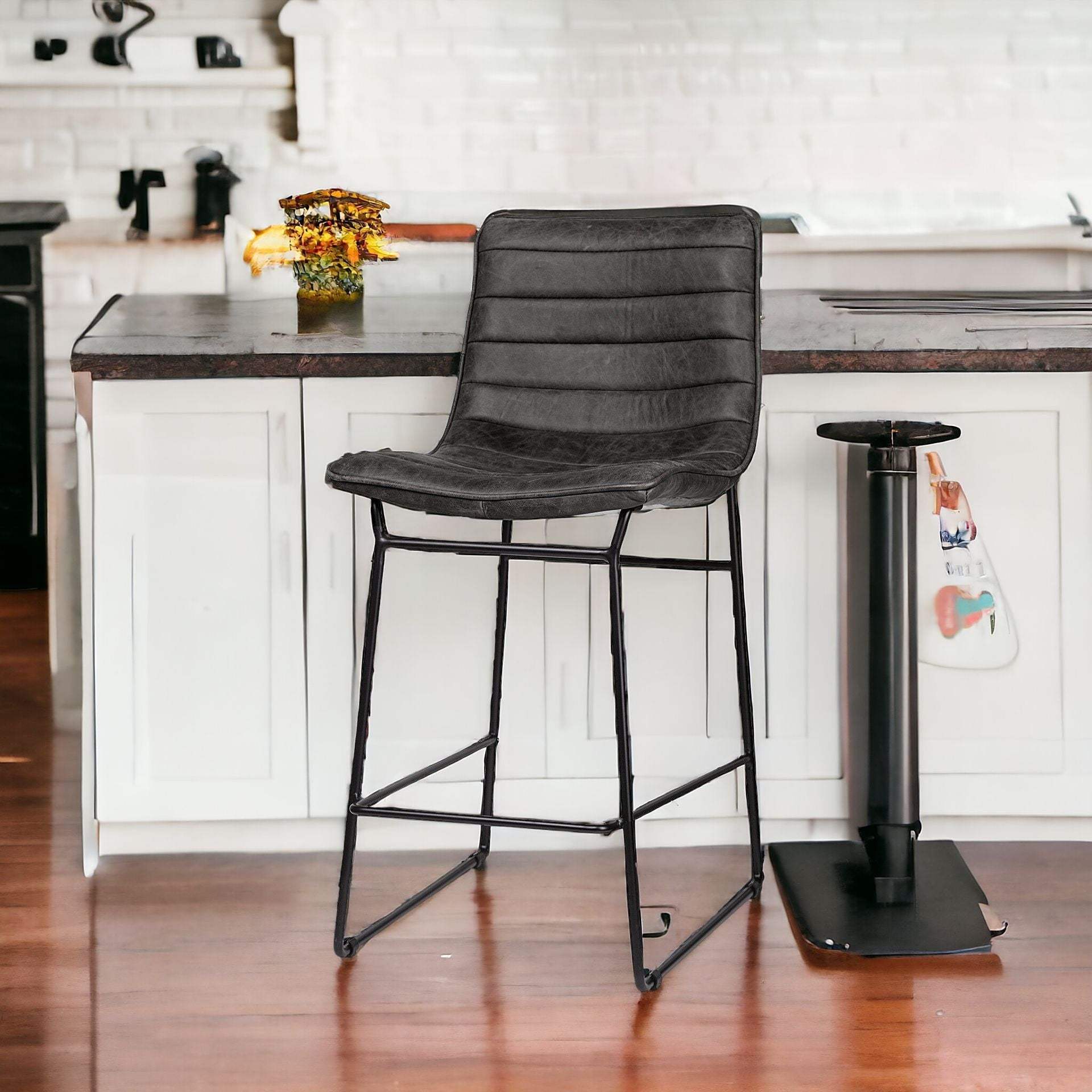 29" Black Iron Counter Height Bar Chair - Homeroots - Flyclothing LLC