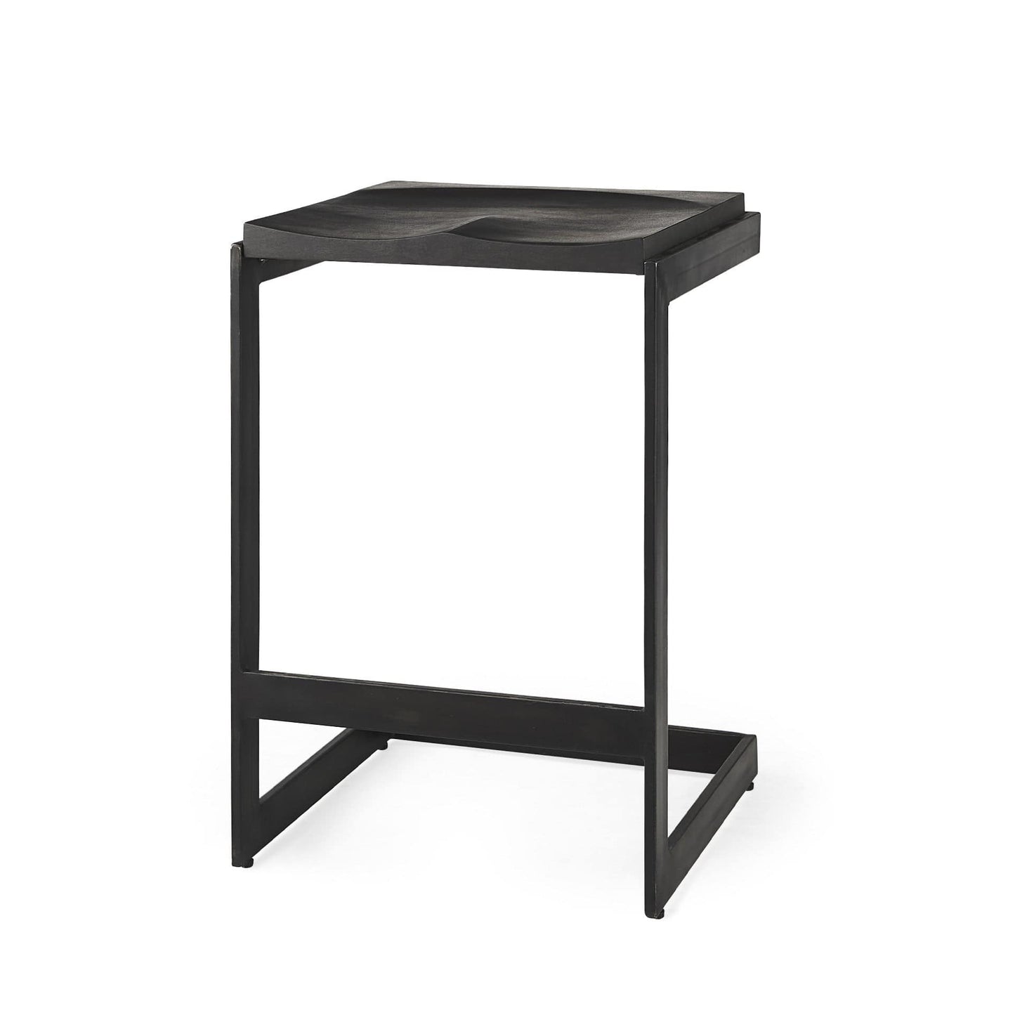 26" Black Solid Wood And Metal Backless Counter Height Bar Chair - Homeroots - Flyclothing LLC