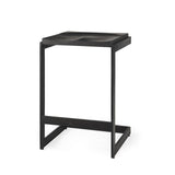 26" Black Solid Wood And Metal Backless Counter Height Bar Chair - Homeroots - Flyclothing LLC