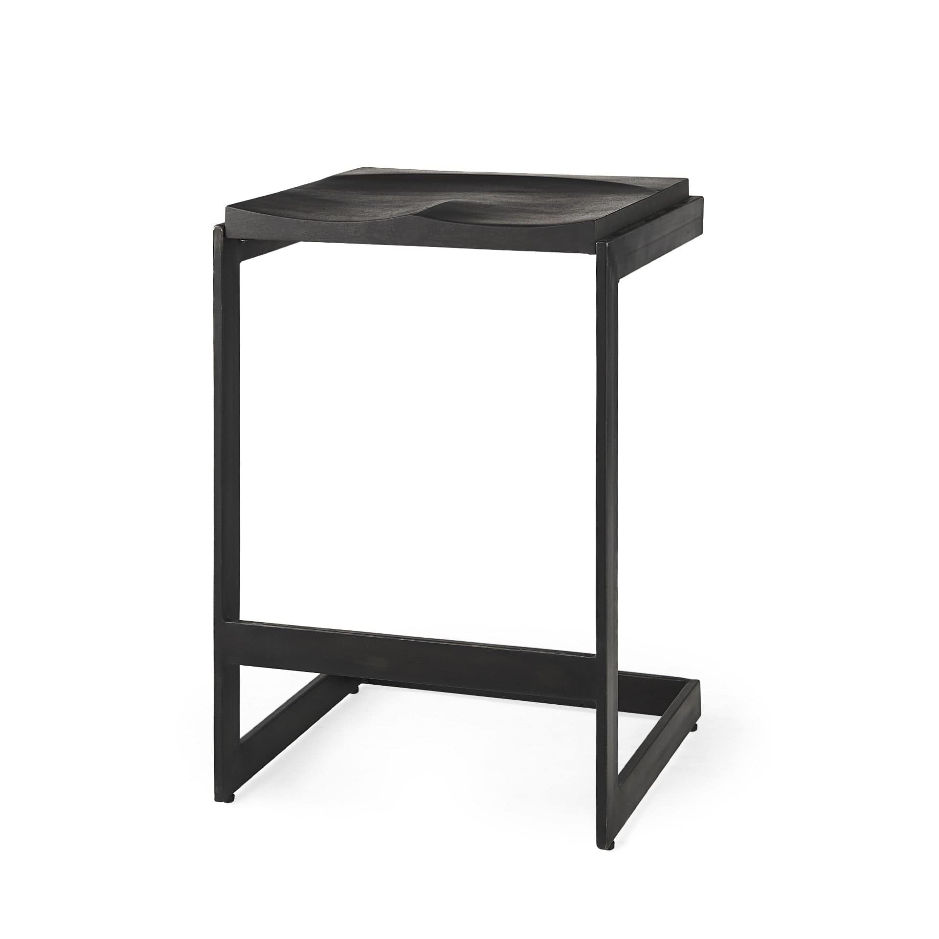 26" Black Solid Wood And Metal Backless Counter Height Bar Chair - Homeroots - Flyclothing LLC