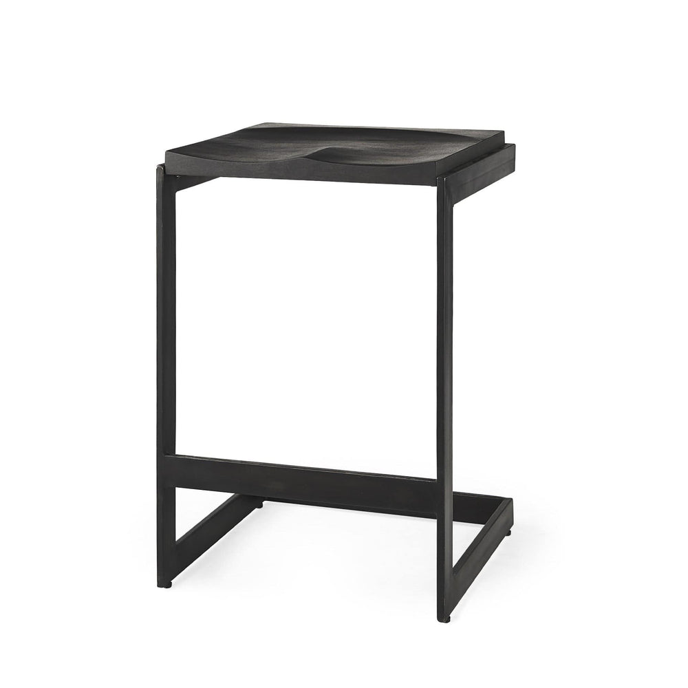 26" Black Solid Wood And Metal Backless Counter Height Bar Chair - Homeroots