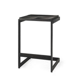 26" Black Solid Wood And Metal Backless Counter Height Bar Chair - Homeroots