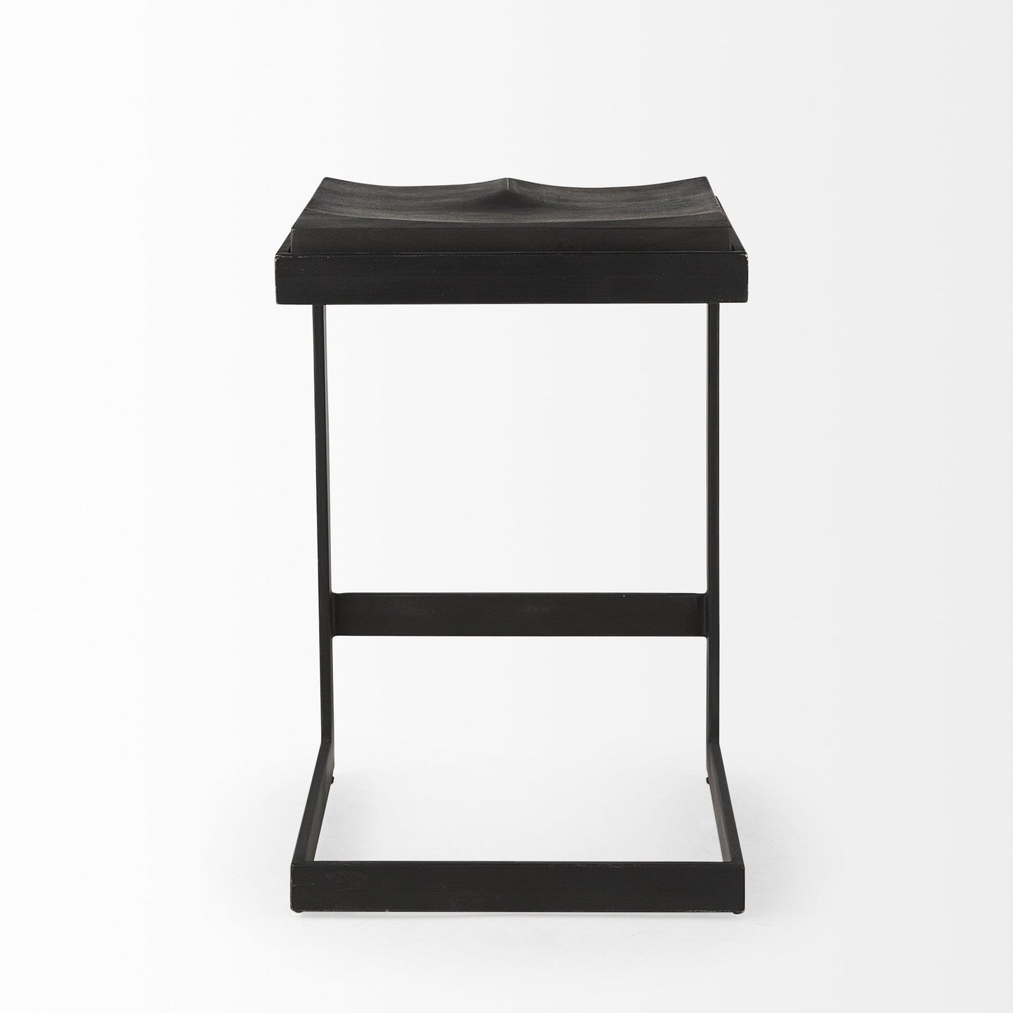 26" Black Solid Wood And Metal Backless Counter Height Bar Chair - Homeroots - Flyclothing LLC