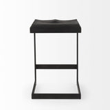 26" Black Solid Wood And Metal Backless Counter Height Bar Chair - Homeroots - Flyclothing LLC