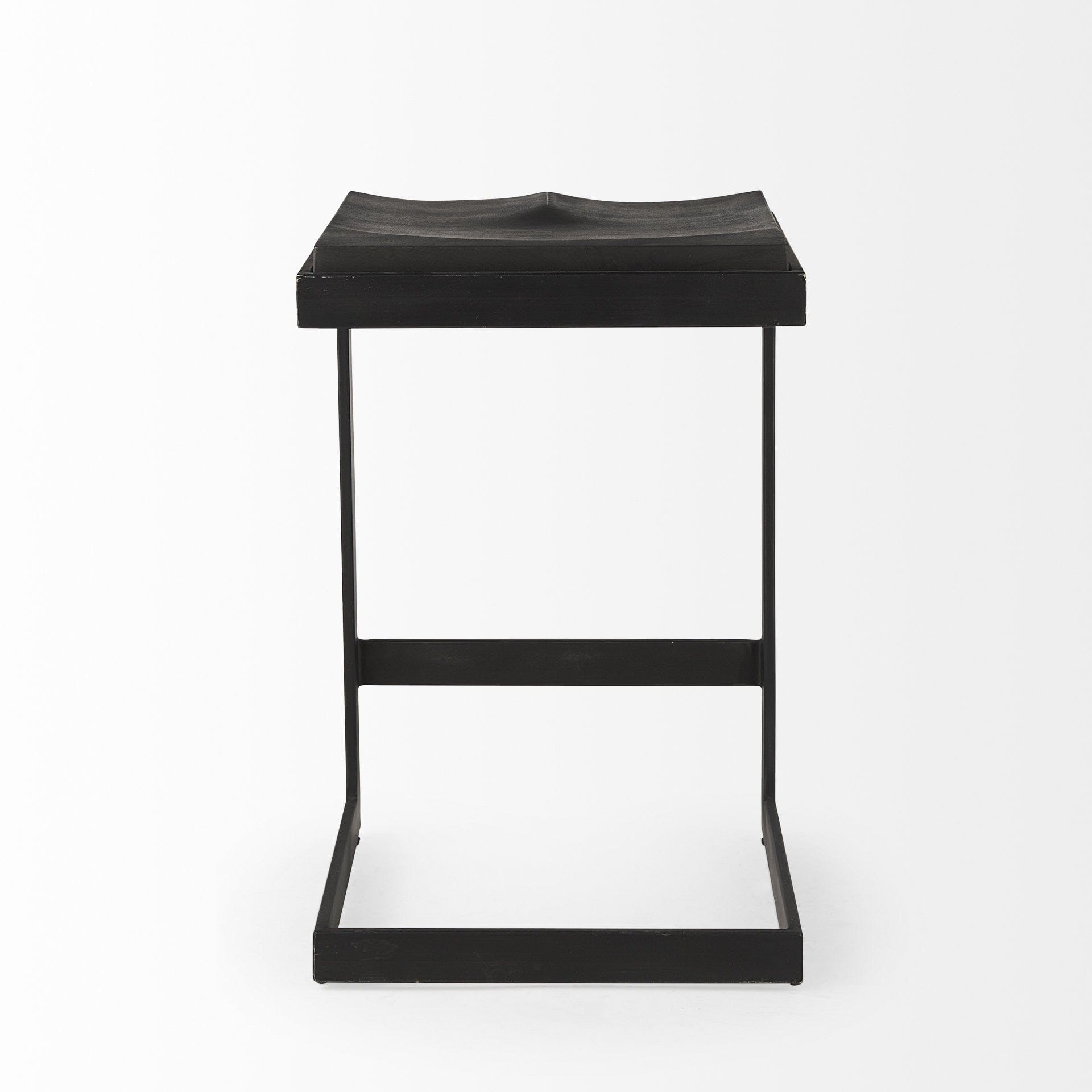 26" Black Solid Wood And Metal Backless Counter Height Bar Chair - Homeroots - Flyclothing LLC