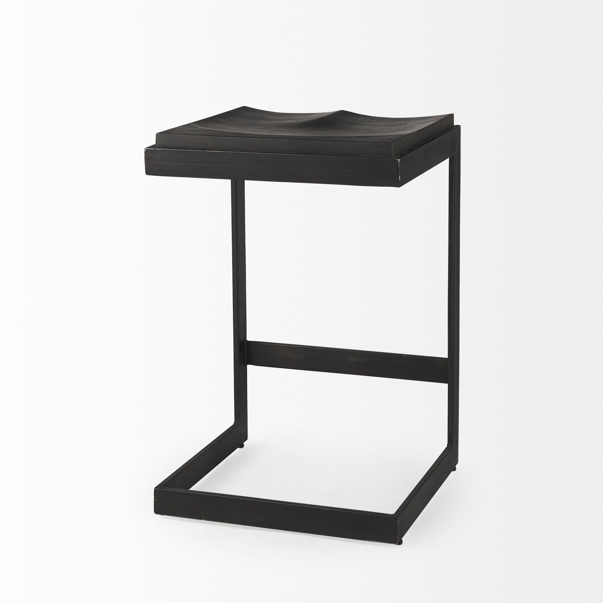 26" Black Solid Wood And Metal Backless Counter Height Bar Chair - Homeroots - Flyclothing LLC