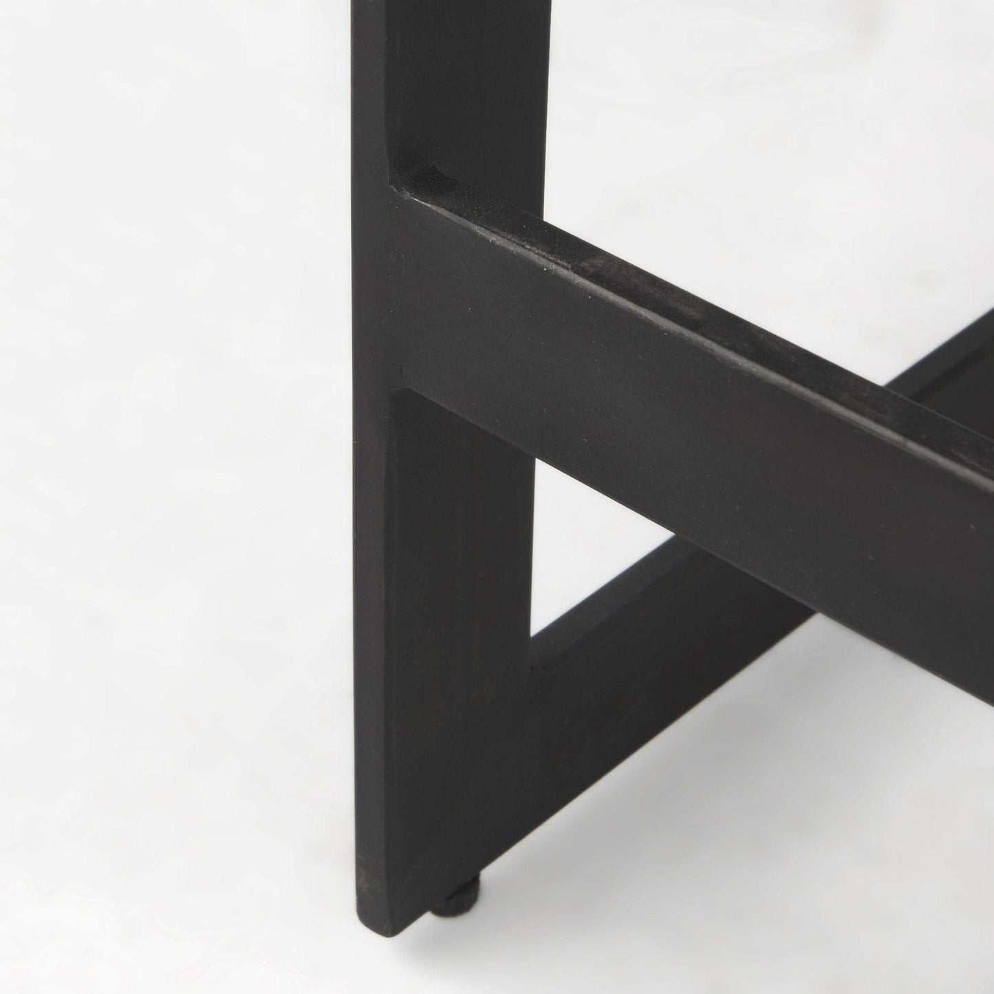26" Black Solid Wood And Metal Backless Counter Height Bar Chair - Homeroots - Flyclothing LLC