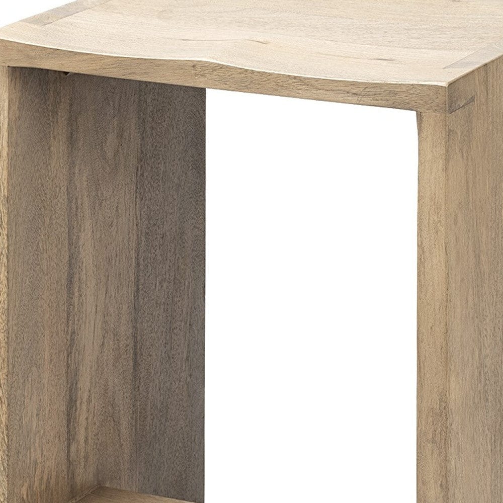 26" Brown Solid and Manufactured Wood Backless Counter Height Bar Chair - Homeroots