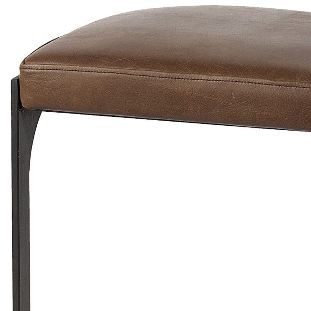29" Medium Brown Iron Backless Bar Chair - Homeroots