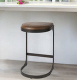 29" Medium Brown Iron Backless Bar Chair - Homeroots