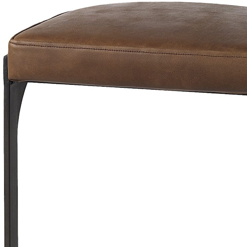 35" Medium Brown Iron Backless Bar Chair - Homeroots