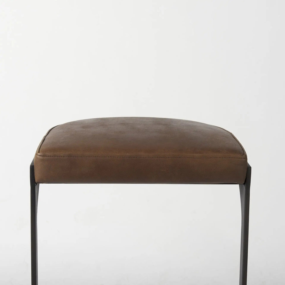 35" Medium Brown Iron Backless Bar Chair - Homeroots