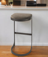 29" Brown Leather And Iron Backless Bar Chair - Homeroots - Flyclothing LLC