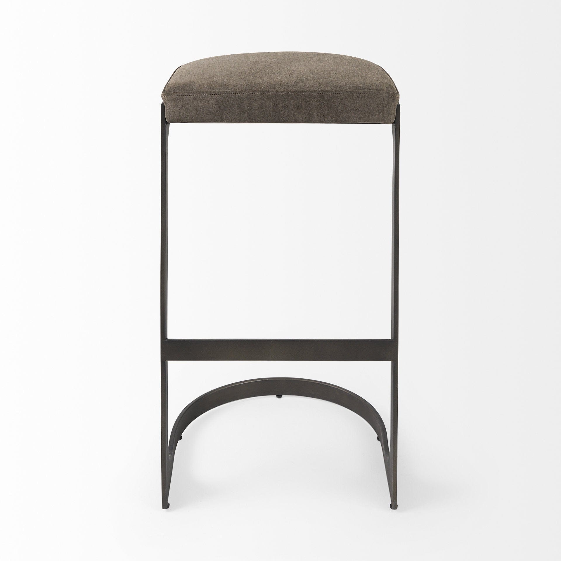 29" Brown Leather And Iron Backless Bar Chair - Homeroots