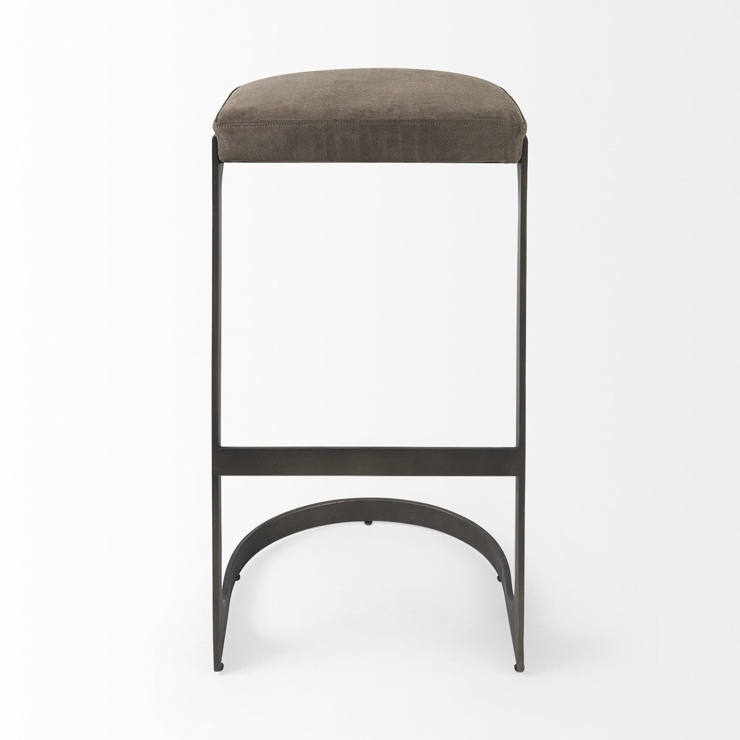 29" Brown Leather And Iron Backless Bar Chair - Homeroots - Flyclothing LLC