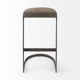 29" Brown Leather And Iron Backless Bar Chair - Homeroots
