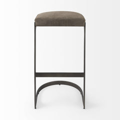 29" Brown Leather And Iron Backless Bar Chair - Homeroots