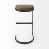 29" Brown Leather And Iron Backless Bar Chair - Homeroots - Flyclothing LLC
