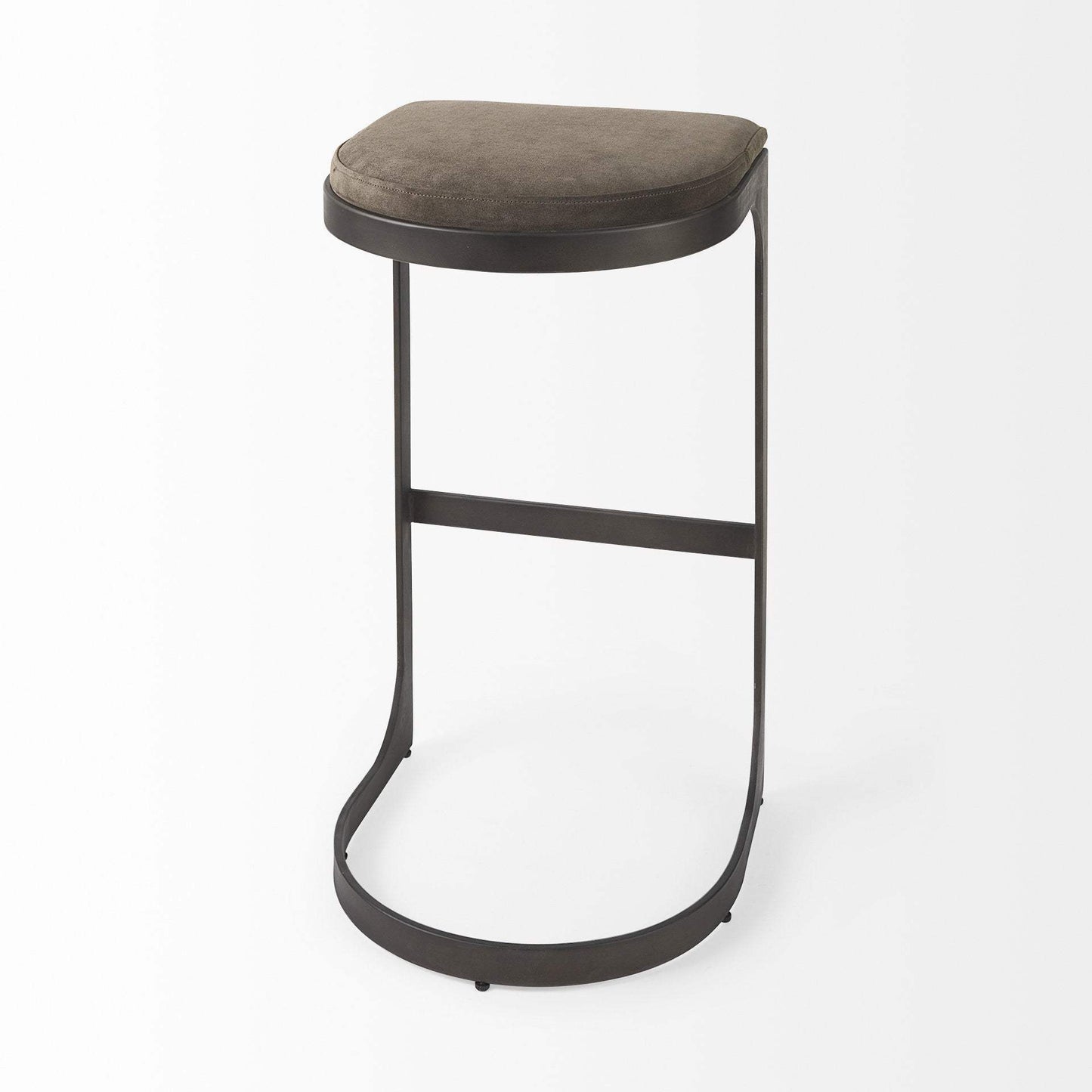 29" Brown Leather And Iron Backless Bar Chair - Homeroots - Flyclothing LLC