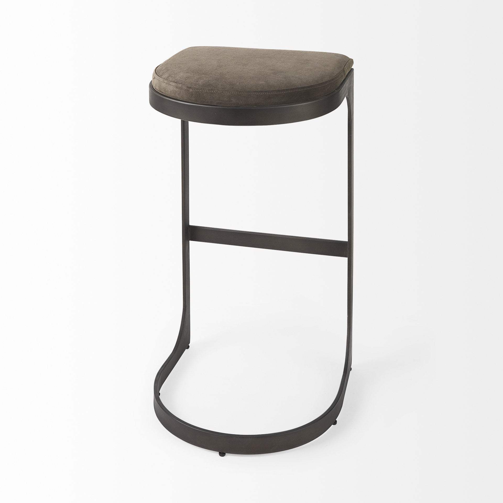 29" Brown Leather And Iron Backless Bar Chair - Homeroots - Flyclothing LLC