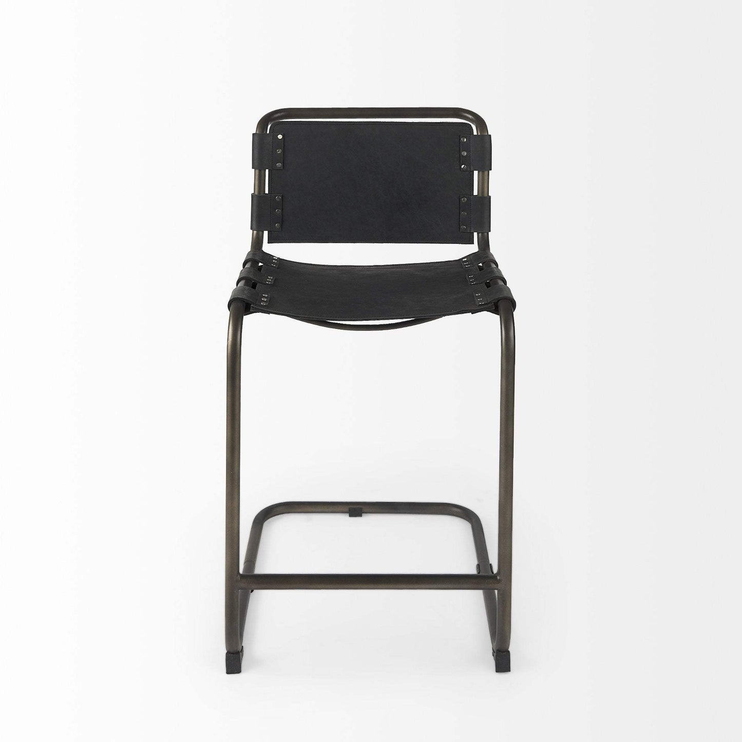 29" Black Leather And Iron Bar Chair - Homeroots - Flyclothing LLC
