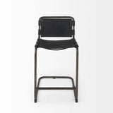 29" Black Leather And Iron Bar Chair - Homeroots - Flyclothing LLC