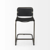 29" Black Leather And Iron Bar Chair - Homeroots