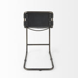 29" Black Leather And Iron Bar Chair - Homeroots