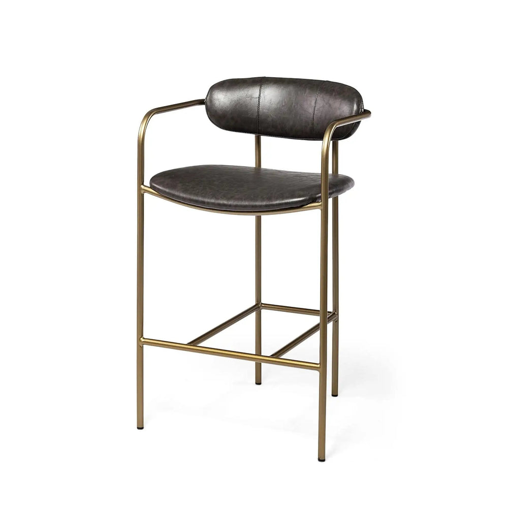 29" Deep Brown Steel Low back Bar Chair - Homeroots