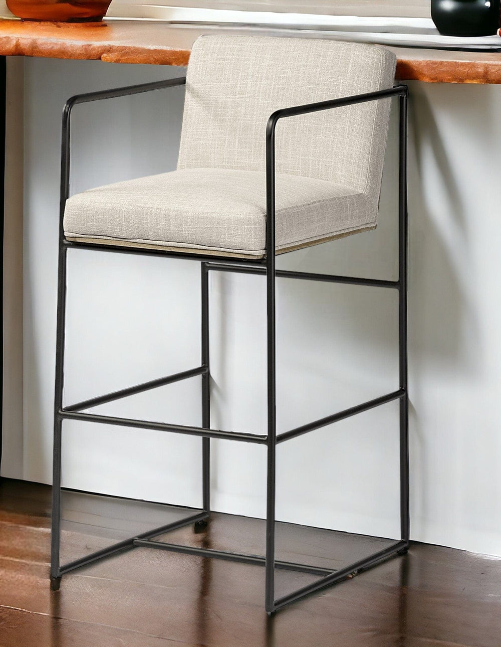 29" Beige Iron Counter Height Bar Chair - Homeroots - Flyclothing LLC
