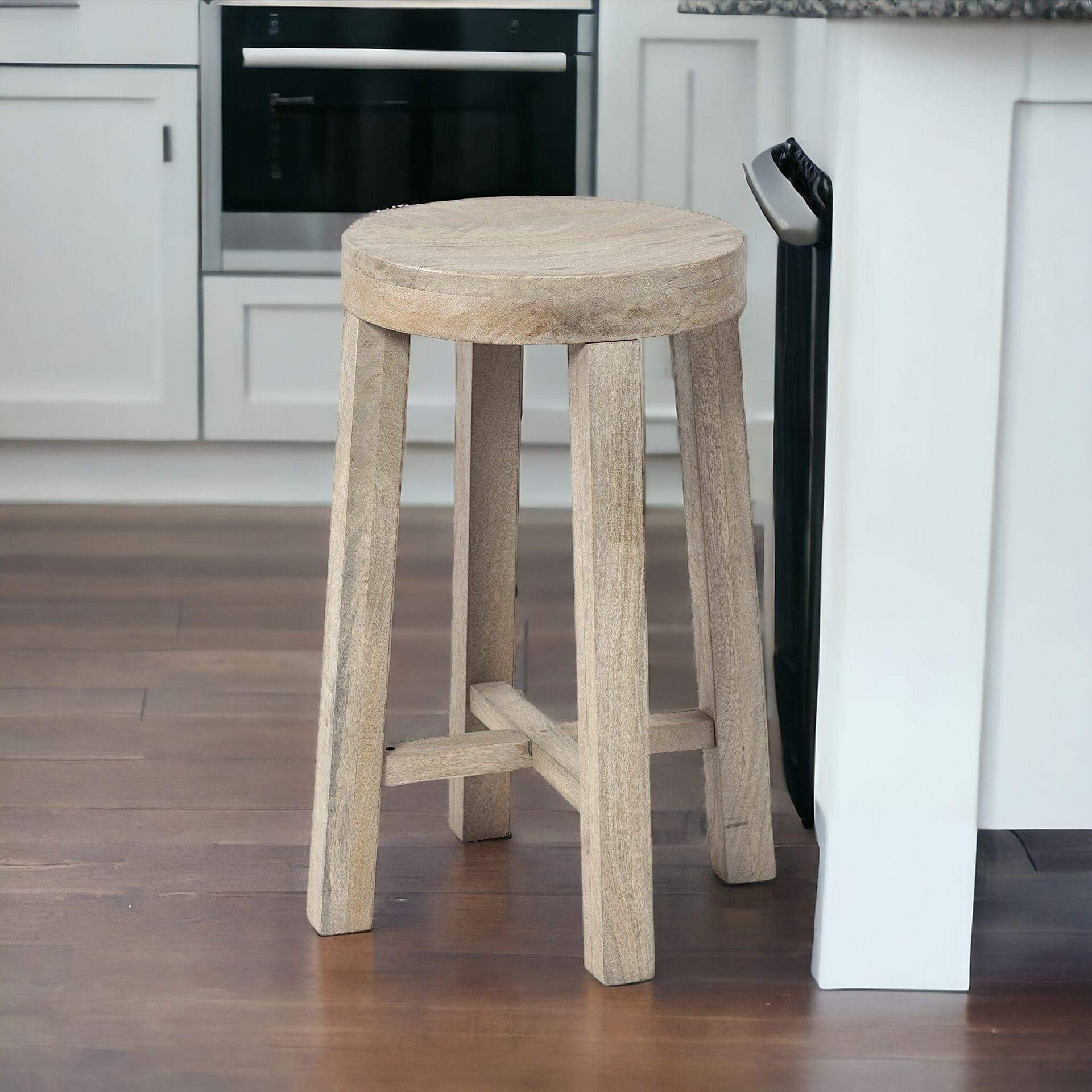 26" Brown Solid and Manufactured Wood Backless Counter Height Bar Chair - Homeroots - Flyclothing LLC